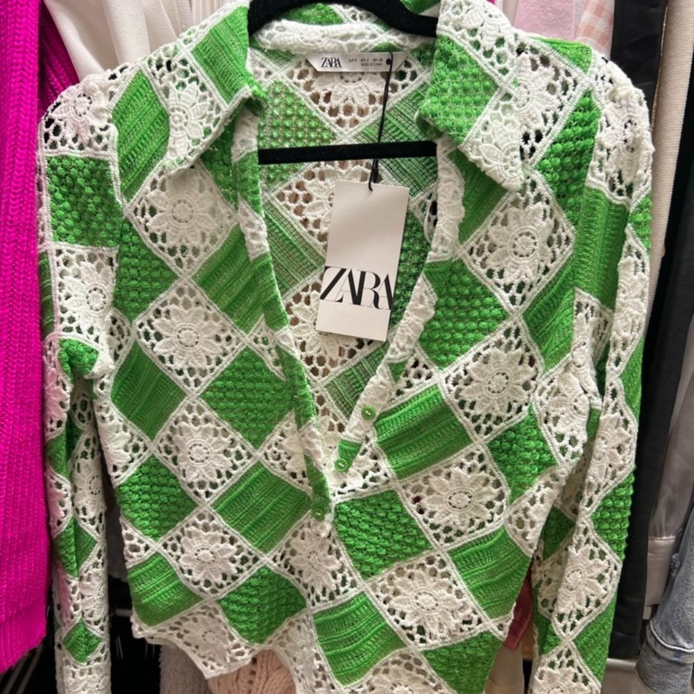 Zara Checkered Crochet Top